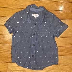 Cat & Jack 18 months Chambray Button Down Stars Patriotic Short Sleeve Shirt Boy